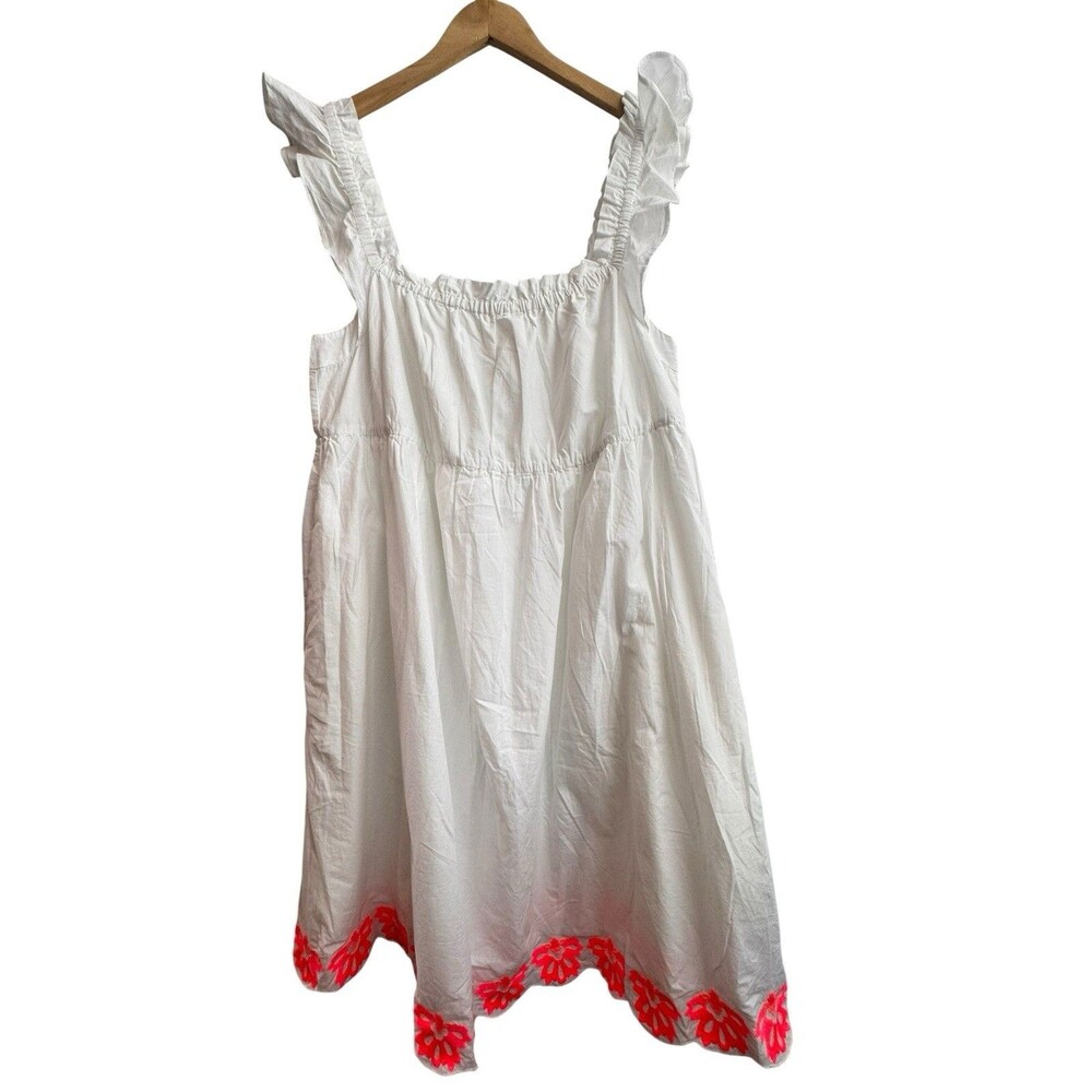 JCREW FLUTTER SLEEVE MINI DRESS WITH NEON EMBROIDERY SIZE 18